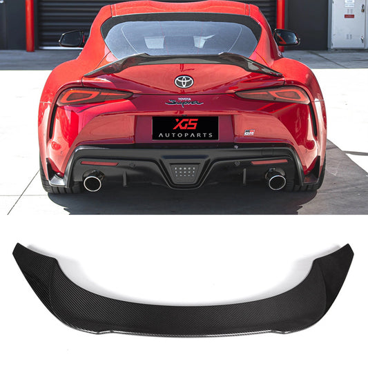 A90 V Style Dry Carbon Fiber Spoiler Ducktail for 2019+ Toyota Supra Coupe High Gloss Finish Rear Spoiler Trunk Wing