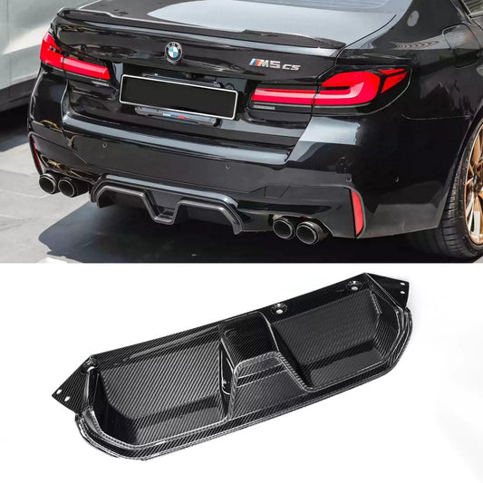 CS Style Carbon Rear Bumper Lip Fins Spoiler Winglet Splitter Diffuser for BMW M5 F90 LCI Competition 2021+