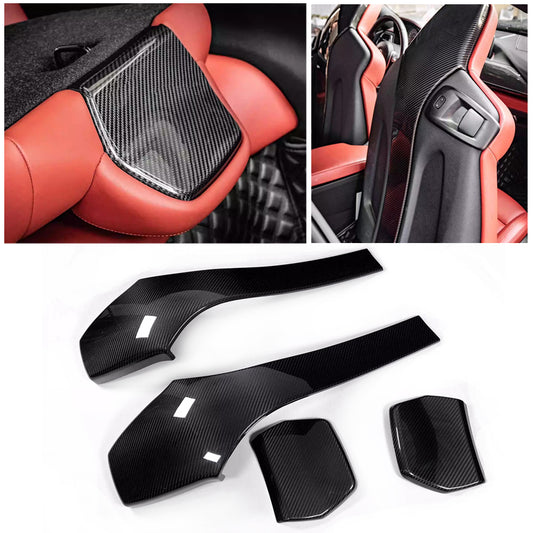 Car Interior Trims Dry Carbon Fiber Seat Back Covers for BMW F80 M3 F82 F83 M4 CS GTS 2014-2019