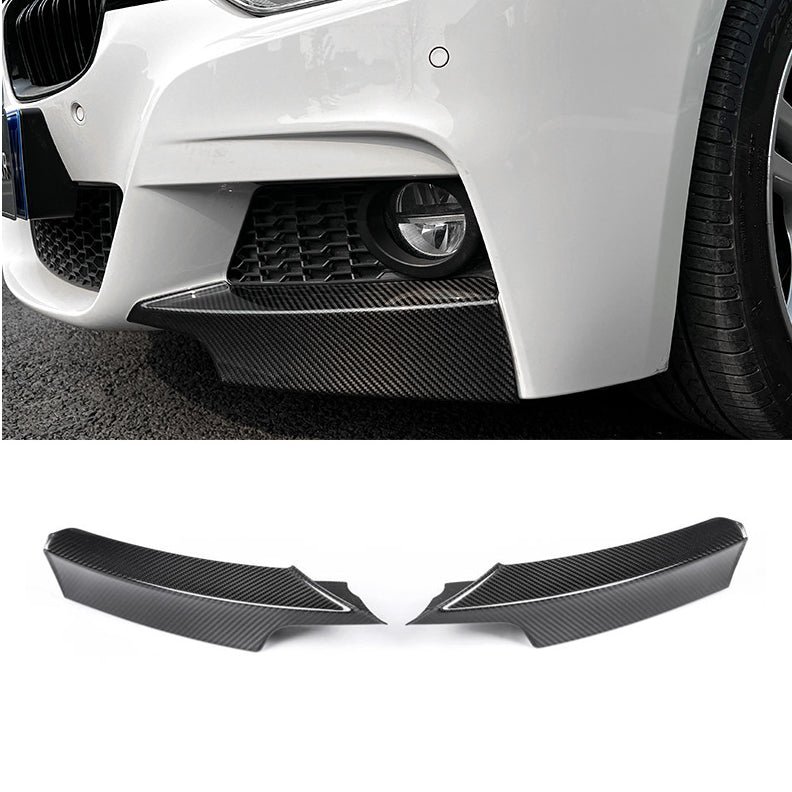 Dry Carbon Fiber Front Bumper Splitter for BMW 3 Series F30 M-Tech Bumper Sedan 2012-2017 Side Flaps Add on