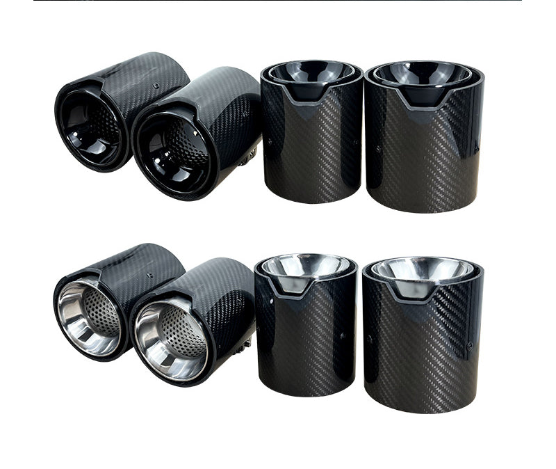 Real Carbon Fiber G80 M3 G82 M4 Exhaust tip tail ends Exhaust tip muffler tip Stainless Steel Glossy Black Fits for BMW