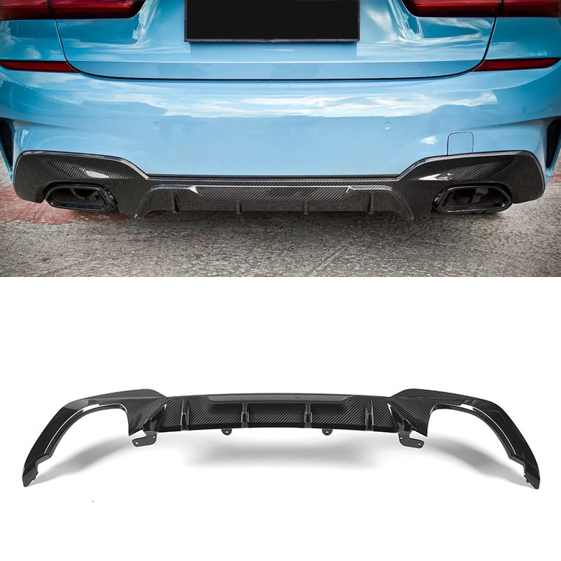 For BMW 3 Series G20 M Sport Dry Carbon MP Style Rear Bumper Diffuser Lip Fins Spoiler Winglet Splitter 2020+