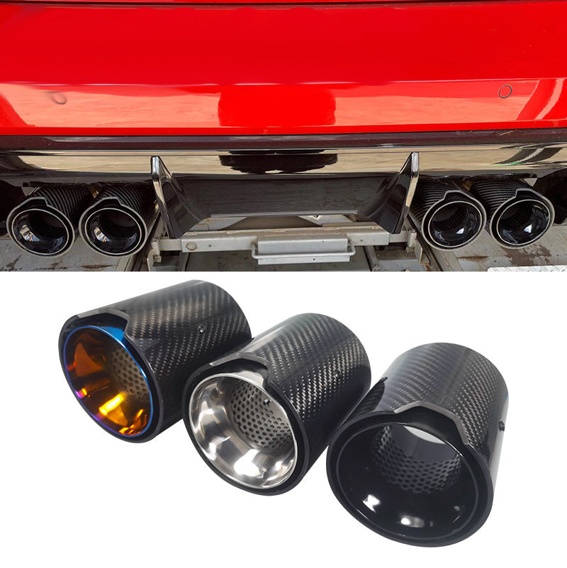 Real Carbon Fiber G80 M3 G82 M4 Exhaust tip tail ends Exhaust tip muffler tip Stainless Steel Glossy Black Fits for BMW