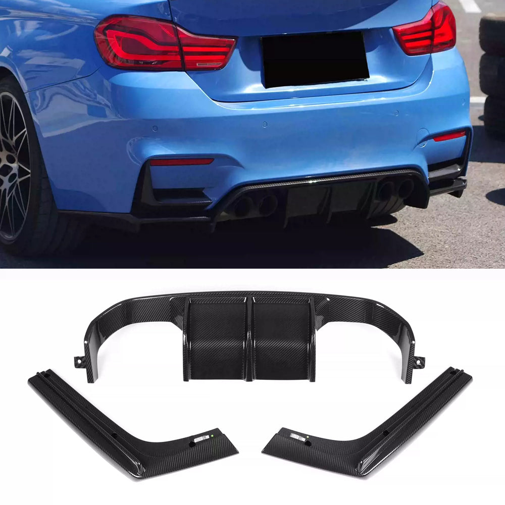 V Style Dry Carbon Rear Bumper Lip Splitters Diffuser for BMW M4 F82 F80 F83 M3 CS GTS 2014-2020